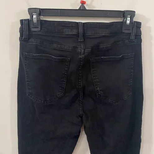 Pistola high rise distressed cropped skinny jeans in washed black size 28