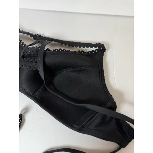 Becca By Rebecca Virtue Black M E-Cup (DD-CUP) Ladder Back Bralette Bikini Top