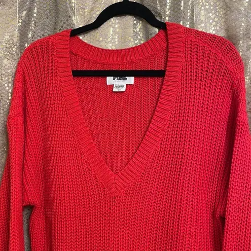 PINK - Victoria's Secret PINK Victoria’s Secrwt bright red open knit oversized sweater, size s, GUC