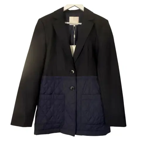 Tibi NWT navy quilted combo blazer size 4