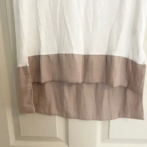 Dolan Left Coast Tunic Top Color Block Hem Short Sleeve Casual White Beige M Size M