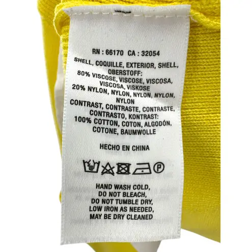 Anthropologie  Yellow Layered Hem Sweater XL Cutout Sleeve Poplin Contrast