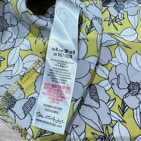 Miss Selfridge Floral Yellow and Grey Off the Shoulder Top Women’s 4