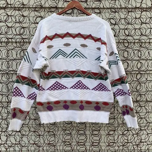 London Fog Vintage 90s geometric stripe sweater LARGE