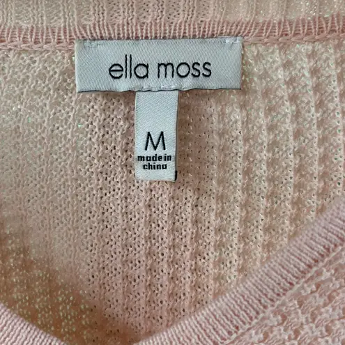 Ella Moss Tina Drop Shoulder Puff Sleeve Sweater Light Pink Size M