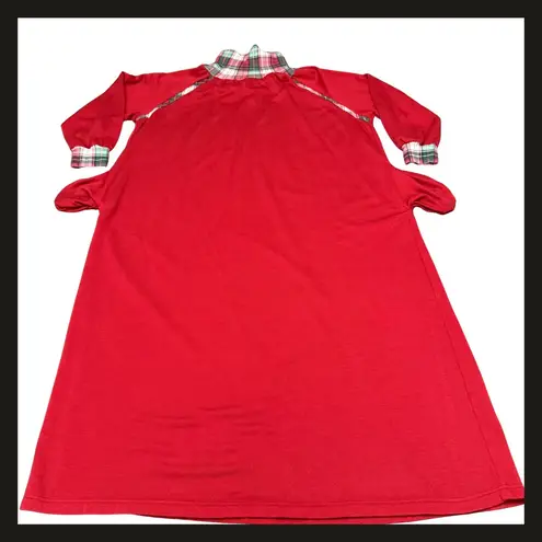 Jaclyn Intimates Intimate Appeal Red Plaid Trim Turtleneck Long Nightgown Dress L Petite NWOT New