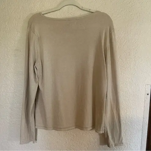 Chico's Light Beige Gold Metallic XL Long Sleeve Shimmer Sweater 3