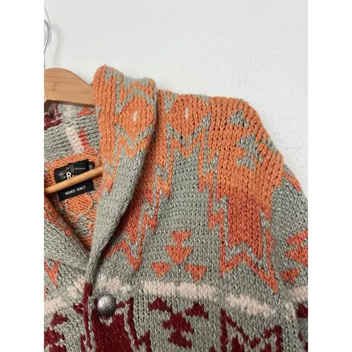RRL Ralph Lauren Hand Knit Ranch Cardigan Sweater Aztec Gray Women's Size S 2