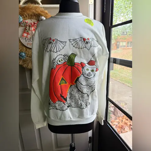 Vintage 90s NOS Halloween pumpkin cats glow