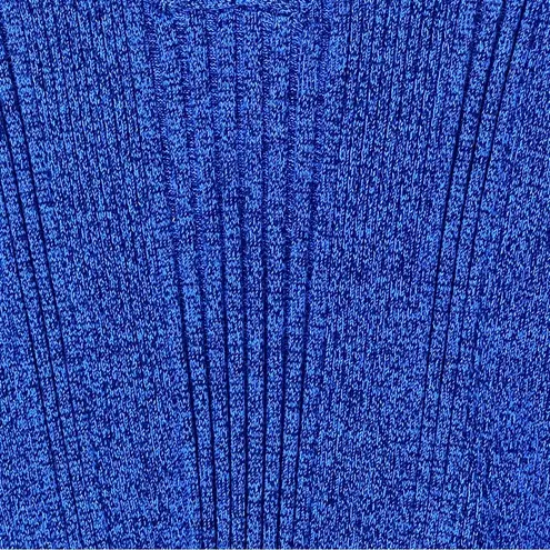 Reference Point Size Small V-Neck 1/2 Sleeve Ribbed Blue Sweater Vintage