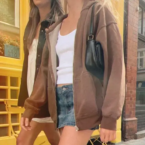 Brandy Melville Brown Christy Zip Up Hoodie