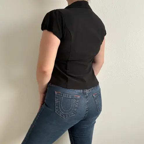 TEMPTED Vintage Y2K Jane Margolis Vibes Black Short Sleeve Grunge Blazer Blouse Size L