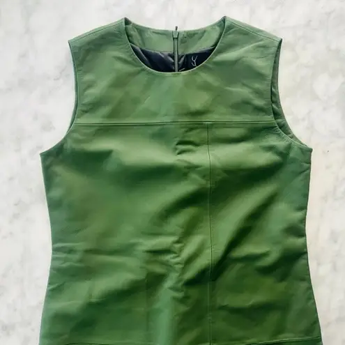 Bod & Christensen Destiny Leather Shift Dress Matte Green NEW Size Medium