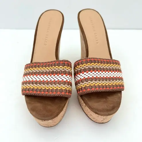 Veronica Beard  Dali Brown Woven Cork Wedge Sandals Women's 8.5