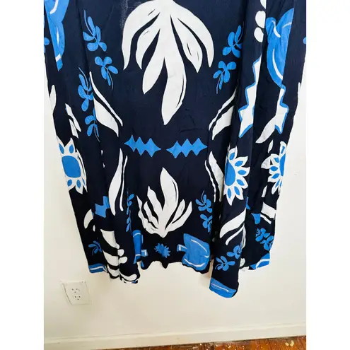 Fifteen Twenty Blue Black Abstract Floral Print Side Slit Lexi Skirt Size XL