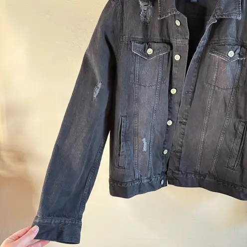 Arizona Jeans Arizona Jean Company Women's Distressed Black Denim Jacket Size Large