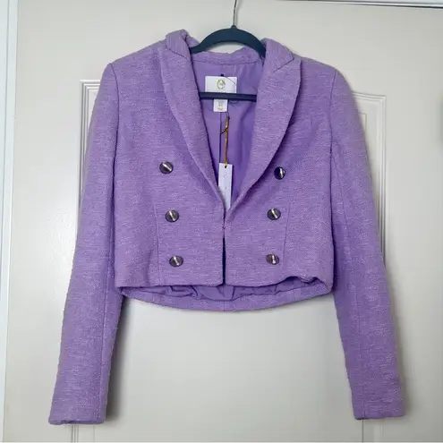 NWT House of Harlow 1960 Revolve Purple Tweed Cropped Blazer Jacket Size XS