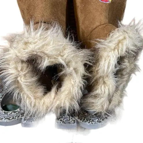 Jayhawks Kansas University College Faux Fur & Suede Boots Women Sz XL