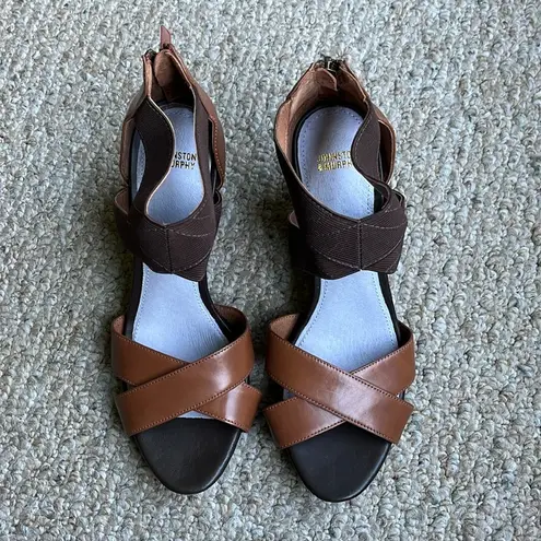 Johnston & Murphy Two Tone Leather Neela Wedge Heels Size 9.5