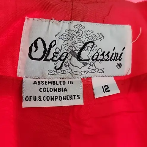 Oleg Cassini Vintage Coral Red Orange Skirt and Blazer Suit Set