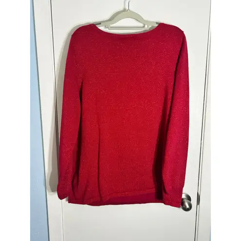 Maggie Barnes Sweater Size 14/16 Red Sparkly Bling Holidays Office Siren