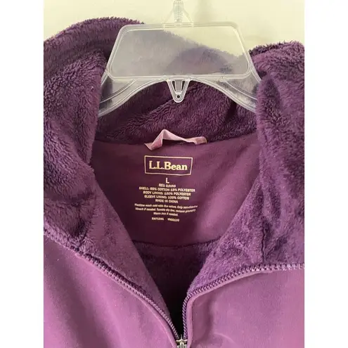 L.L. Bean Sherpa Lined Full Zip Hoodie Sweatshirt Jacket Purple Size Large