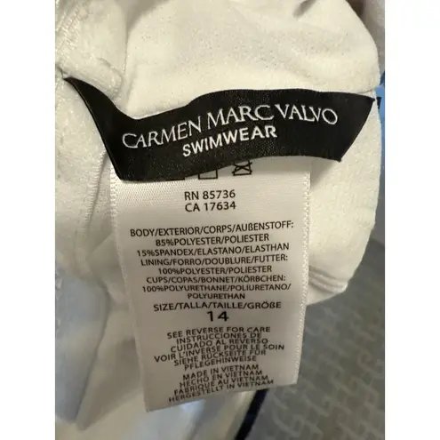 Carmen Marc Valvo One-Shoulder Cutout One-Piece Tropical Print Swimsuit Size 14