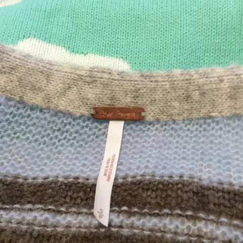 Free People  Striped Cardigan Sweater Button Front V Neck Small Alpaca Wool Blend