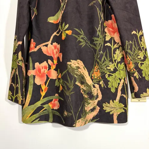 Tempo Paris Anthropologie Faux Suede Botanical Floral Open Front Blazer Jacket