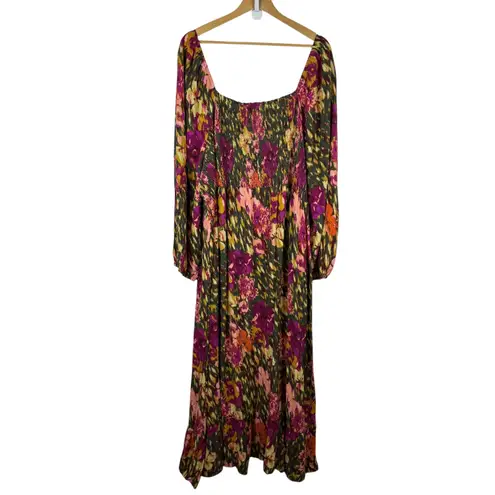 Terra & Sky NWT Sweetheart Neck Raglan Maxi Dress 4X Multi Floral Long Sleeve