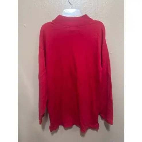 Westbound Vintage Christmas Nutcracker Train Embroidered Red Long Sleeve Mock Neck Top - Image 4