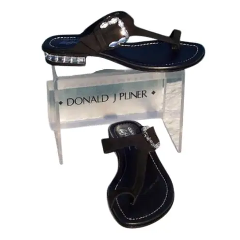Donald Pliner Black Suede Leather New Chunky Gem Stones Sandal Shoe $295 NWT Size 6.5
