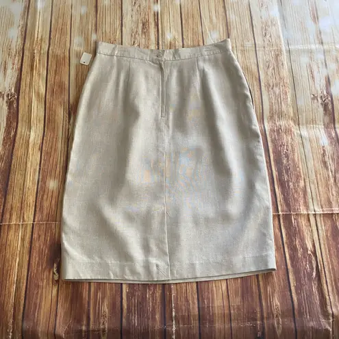 Amanda Smith Women's Vintage Pleated Straight Skirt Beige Size 16