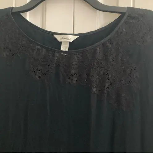 Soma Womens Black Lace Tunic Top Shirt L Rayon Spandex Size L