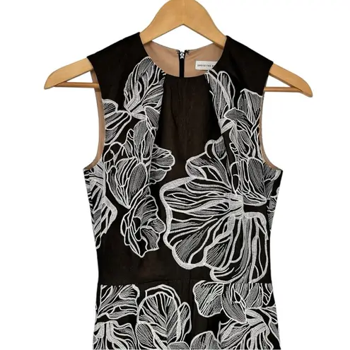 Dress the Population size XS Black Cream Floral Embroidered Dress Sleeveless