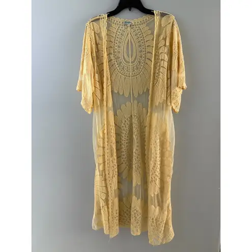 Rebellion Again Lace Duster Small Creamy Yellow Sheer Kimono Romantic Coquette *