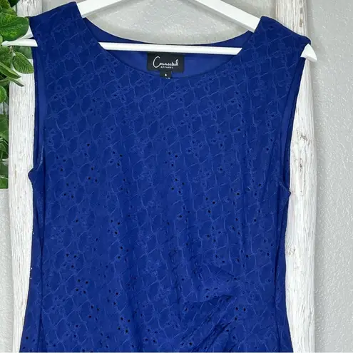 Connected Apparel Blue Lace Sleeveless Sheath Dress Party Cocktail Size 6