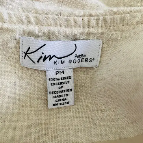 kim rogers Linen Ivory Jacket Petite Long Sleeve Blazer Sz PM