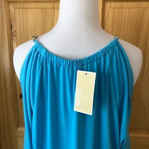 Michael Michael Kors scoop neck cold shoulder chain strap top size large Blue