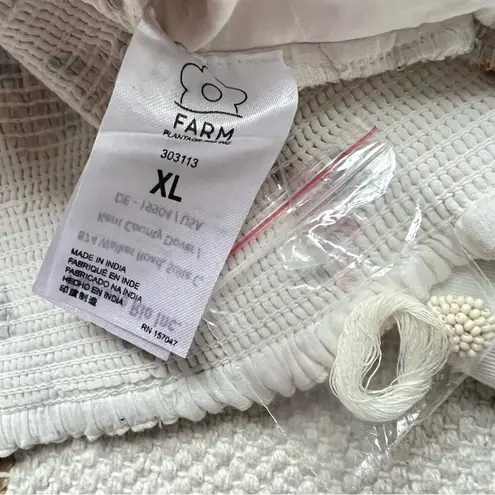 Farm Rio Mixed Cross Stitch Flowers Embroidered Long Balloon Sleeves Crop Top XL