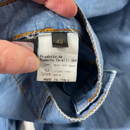 Roberto Cavalli Chambray Blue Wide Leg Pant Size 40 / 4