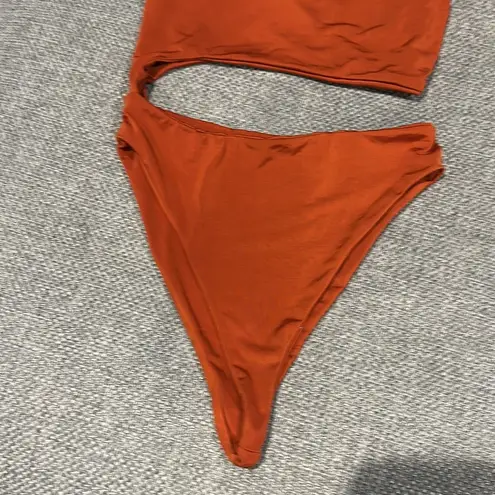 Naked Wardrobe Rust Cutout One Piece Bikini Swimsuit