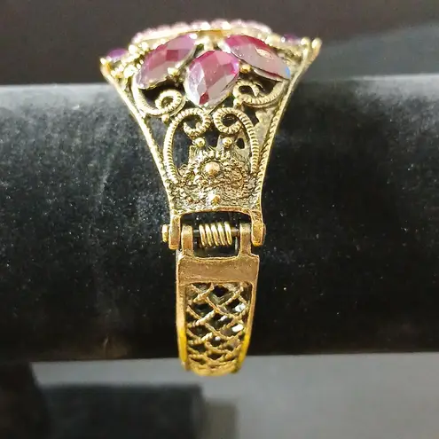 Purple Rhinestone floral vintage cuff watch