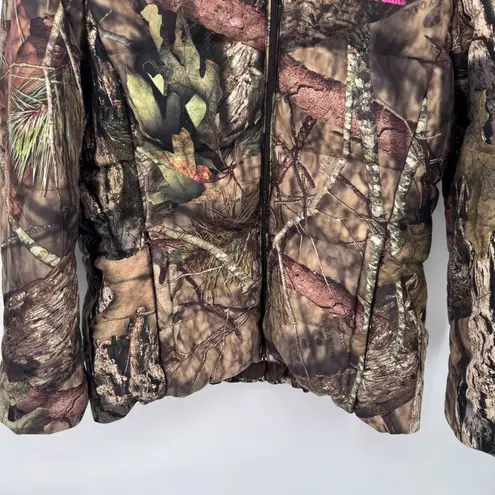 Mossy Oak Coat Womens XL Brown Pink Camo Print Polyester Zip Pockets Hood
