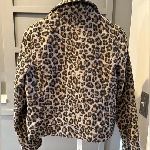 Cupcakes and Cashmere Margaux Moto Jacket Leopard Print Size Small Brown