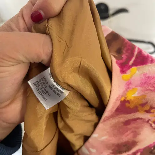 Muse Floral Print Pleated Fit & Flare Dress Pink Brown Women's Size 8