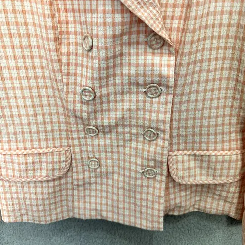 BCBG Blazer Jacket Women 6 Gingham Check Double Breasted Cottagecore Preppy Pink