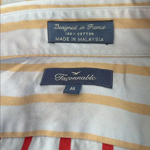 Faconnable Striped Blue and Tan Cotton Button Down sz M Size M