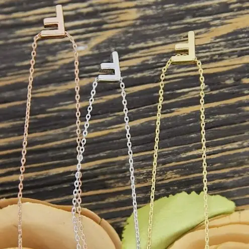 Boutique NEW Women's Letter F Dainty 14k Gold Filled Block Necklace, 16-18”