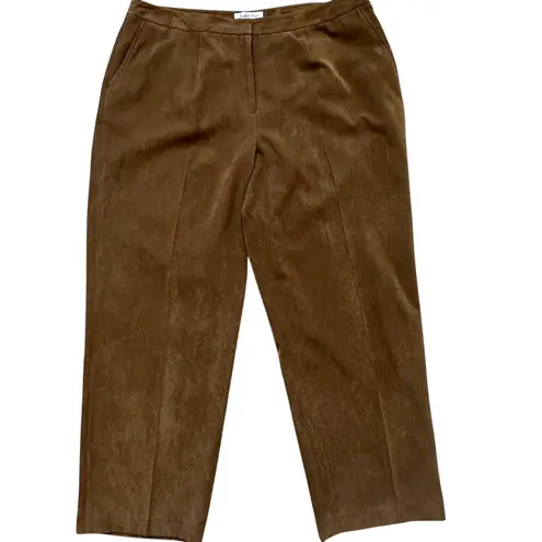 VTG Judith Hart Suede Feel Trousers Monochrome Chocolate Brown 18W Straight Leg